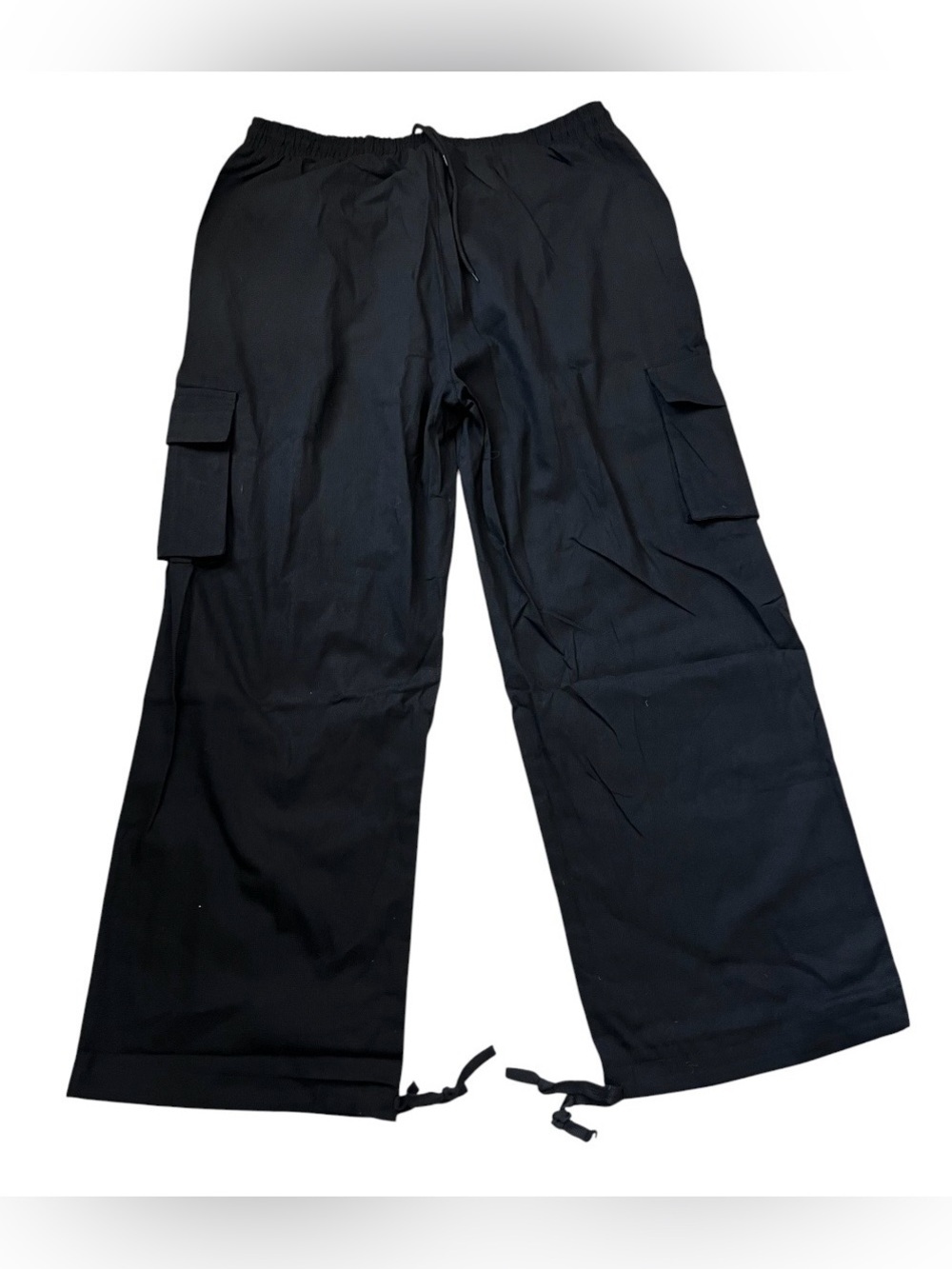 Men's Black Cargo Pants with Drawstring Waist